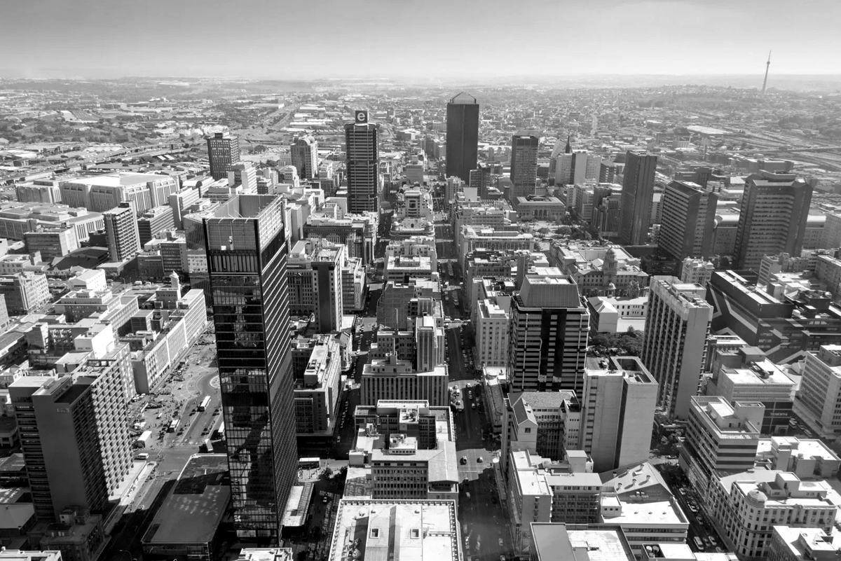 Johannesburg city centre from the air